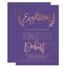 18th Birthday Debut Invitation Background Design Black And Gold Rose Gold Typography Debut Purple 18th Birthday Invitation Zazzle Com In 2020 Gold Typography 21st Birthday Cards 21st Birthday Invitations