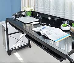 Ahhc Table De Lit Pour Ordinateur Reglable En Hauteur Et Longueur Avec Roues Amazon Fr Cuisine Maison Table De Lit Bureau Mobilier De Salon