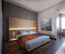 led stripes an wand hinter bett und leseleuchten 침실 디자인 침실 인테리어 디자인 침실 아이디어