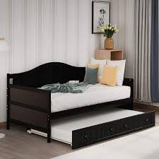 So, follow such good points. Amazon Com Twin Daybed With A Trundle Modern Style Wood Daybed Frame Trundle Daybed Twin Size 10 Slats No Box Spring Needed Espresso Kitchen Dining