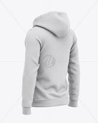 Download Full Zip Hooded Sweatshirt Back Half Side View Of Hoodie In Apparel Mockups On Yellow Images Object Mockups
