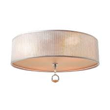 Modern Crystal Flush Mount Ceiling Light With Fabric Drum Shade 3 Lights Susuohome Com