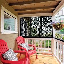 Freedom 1 In X 48 In X 2 Ft Fretwork Black Polypropylene Decorative Screen Panel Lowes Com Privacy Screen Outdoor Porch Design Diy Porch