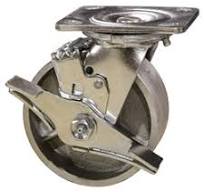 5" Heavy Duty Swivel Caster with Brake- Semi Steel Cast Iron Wheel - 1,000  Lbs