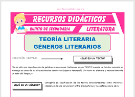 Principales Generos Literarios Para Quinto De Secundaria Recursos