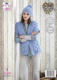 King Cole S Timeless Chunky Pattern 5181 Jacket Waistcoat Hat Knitted Hats Chunky Knitting Patterns King Cole