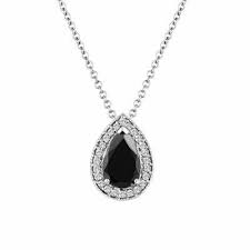 Black And White Diamond Shaped Logo Pear Shaped Black Diamond Pendant Necklace 14k White Gold 1 12 Carat Unique Handmade Certified Black Diamond Necklace Pendants Black Diamond Necklace Black Diamond Pendant