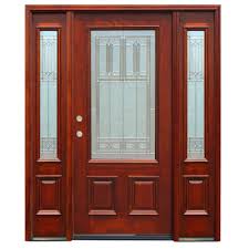 Consider different grille patterns to achieve the look you're aiming or — whether it's traditional, craftsman or something more modern. Pacific Entries 68 In X 80 In Diablo Traditional 3 4 Lite Stained Mahogany Wood Prehung Front Door With 12 In Sidelites M62dbmr412 The Home Depot