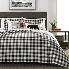 Black And White Buffalo Check Bedding Queen 2 Piece Black White Grey Gingham Plaid Themed Comforter Twin Set Lodge Cabin With Images White Bedroom Decor Plaid Comforter Plaid Bedding
