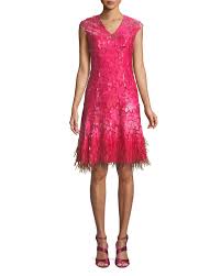 Elie Tahari Moriah Feather Hem Dress In Glossy Red Modesens In 2020 Mesh Overlay Dress Overlay Dress Dresses