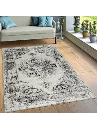 Kurzflor teppich die kurze florhöhe macht sie pflegeleicht, unempfindlich und in allen räumen einsetzbar. Paco Home Designer Teppich Kurzflor Wohnzimmer Vintage Look Modern In Grau Creme Klingel