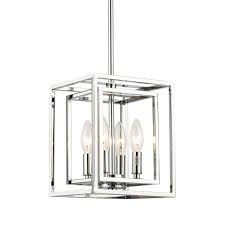Heil 4 Light Lantern Square Rectangle Pendant Pendant Lighting Polished Chrome Chrome Pendant Lighting