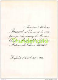 Comment et quand rédiger une invitation à un mariage ? Wedding Faire Part Mariage Rommel Theodore Valerie Morren Dufseldorf 1888