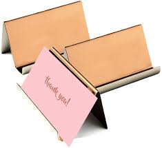 I used a drill press and a band sander to shape. Buy Business Card Holder Rose Gold 3 Pack 9 X 5 X 4 5 Cm Stainless Steel Business Card Table Top Display Stand Namecard Holder Desktop Organizer Modern Rose Gold Desk Accessories For Corporate