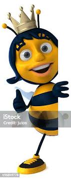 Queen Honey Bumble Bee Bumblebee In Crown Cartoon Stock Illustration