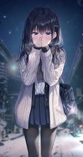 Image of pin on anime. Wallpaper Anime Girls Tokkyu Artista Dark Hair Blue Eyes Blushing School Uniform Sweater Pantyhose Night Winter Scarf 1848x3445 Warriorwithin666 1963725 Hd Wallpapers Wallhere