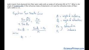 The first is the incident light ray that falls on a surface. Calculation Of Angle Of Incidence Using Snell S Law Youtube