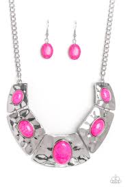 Sold as one individual necklace. Ruler In Favor Pink Stone Necklace Paparazzi Accessories Carly S Amazing Bling