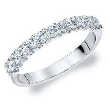0 50 Cttw Diamond Wedding Band In 14k White Gold 1 2 Ct Diamond Anniversary Ring Cushioncutdiamond Diamond Wedding Bands Prong Set Wedding Band Grown Diamond