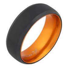 The Partymaker Black Tungsten W Orange Plating Wedding Band Manly Bands Manly Ban Mens Wedding Bands Unique Blue Tungsten Ring Mens Wedding Rings Unique