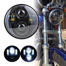 1pcs Motorcycle H4 High And Low Beam 5 75 Round Black Chrome Led Head Light Lamp Motorcycle Fittable F Led Motorcycle Headlight Motorcycle Lights Led Headlamp