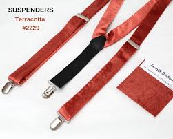 TERRACOTTA Velvet Suspenders Rust Groomsmen Suspenders Set, Kids  Suspenders, Custom Suspenders, Velvet Bow Tie for Weddings & Special Events 