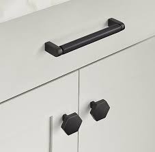 Textured cylinder brings a cool industrial vibe to doors and drawers. Alternate To The Cb2 Hex Pull Without The Extension Rh S Lambeth Hexagonal Pull Bo Black Hardware Kitchen Black Cabinet Hardware Vintage Industrial Furniture