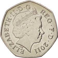 A rowing boat accompanied by a number of words associated with the olympic movement, with the london 2012 logo above and the denomination, 50 pence, below. Fifty Pence 2011 London 2012 Modern Pentathlon Coin From United Kingdom Online Coin Club