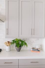 Grey Kitchen Cabinets With Caesarstone Organic White Counters Transitional Kitchen B Kitchen Renovation Grey Kitchen Cabinets Light Grey Kitchen Cabinets