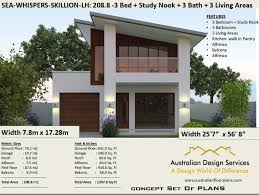 Narrow Skillion Roof House Plans Rh 208 M2 2247 Sq Feet Etsy 2 Storey House Design Two Storey House Plans House Plans 2 Storey