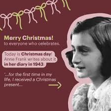 Anne Frank wrote about celebrating Christmas Eve in the Secret Annex in  1943. Wishing a happy Christmas to everyone celebrating today! #annefrank  #holiday #christmas #celebration