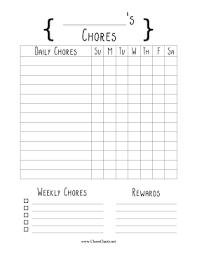 Printable Personal Daily And Weekly Chore Chart