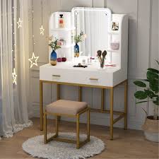 We did not find results for: Vanity Set With Lighted Mirror And Cushioned Stool Storage Shelves And 2 Drawers Overstock 31673670