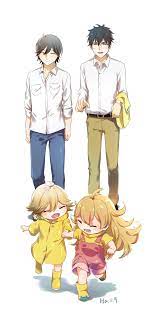 Inuzuka Kouhei Inuzuka Tsumugi Poko Tawara Souta Udon No Kuni No Kiniro Kemari Anime Crossover Anime Family Anime Baby