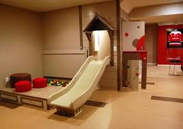 Basement Slides Basement Play Space Indoor Slide And Built In Play For The Kid Playhouse Interior Home Play Houses
