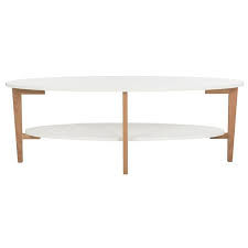 Stunning coffee table with maple burl wood top and black lacquered legs. Safavieh Woodruff Oval Coffee Table White Top And Natrual Wood Legs Fox8201a Rona