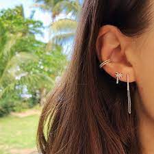 From Top To Bottom Double Row Ear Cuff Palm Tree Earring Behind Bars Chain Earring Earring Tree Earrings Chain Earrings