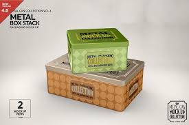 All free mockups consist of unique design with smart object layer for easy edit. Metal Box Stack Packaging Mockup Packaging Mockup Design Mockup Free Mockup Psd