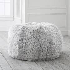 Ivory Polar Bear Faux Fur Bean Bag Chair Kreslo