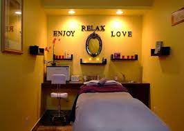 Move around the decor of the room. Facial Room Interior Design Ideas Facial Room Decorating Ideas I Love The Idea Of This Wall Massage Room Decor Esthetician Room Spa Massage Room