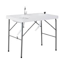 Outsunny Portable Folding Camping Sink Table With Faucet And Dual Water Basins Outdoor Fish Table Sink 40 Walmart Com In 2020 Camping Table With Sink Camping Sink Outdoor Kitchen Sink
