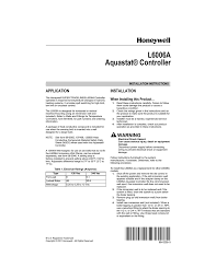 Controls the standard aquastat has a high limit setting, and a differential. Honeywell L6006a Aquastat Installation Operating Instructions Manualzz