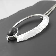 Large Silver Pendant Black Onyx Pendant Modern Pendant Forged Etsy Art Jewelry Contemporary Tarnished Jewelry Silver Pendant