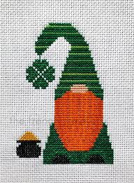 Model stitched one over two on 40 ct. Cross Stitch A Gnome For St Patrick S Day Cross Stitch