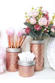 Rose Gold Makeup Brush Holder Copper Desk Accessories Metallic Ball Mason Jar Desk T Copper Christmas Decor Copper Desk Accessories Rose Gold Makeup Brushes