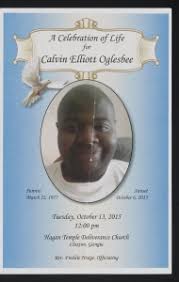 Funeral program for Calvin Elliott Oglesbee