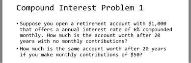 Feb 05, 2020 · we'll cover what kinds of compound interest accounts exist and how they work in this post. Compound Interest Problem 1 Suppose You Open A Chegg Com