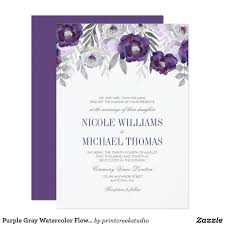 Purple Gray Watercolor Flowers Wedding Invitations Zazzle Com Purple Wedding Invitations Watercolor Flowers Wedding Invitation Flower Wedding Invitation