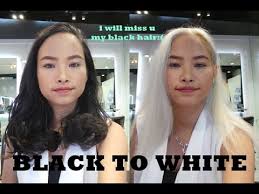 If you have dark brown or even black hair you can still dye it white, but it is more difficult to do so and takes more time to get it light enough without causing excessive damage in the process. Black To White Hair Transformation In One Day Hair Show By Toni Guy Hairdresser Amyra Irzanti Youtube