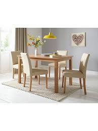 Costway 5 piece kitchen dining set glass metal table 30 and 4 chairs breakfast furniture black. Home Essentials Primo 120 Cm Dining Table 4 Faux Leather Chairs Very Co Uk